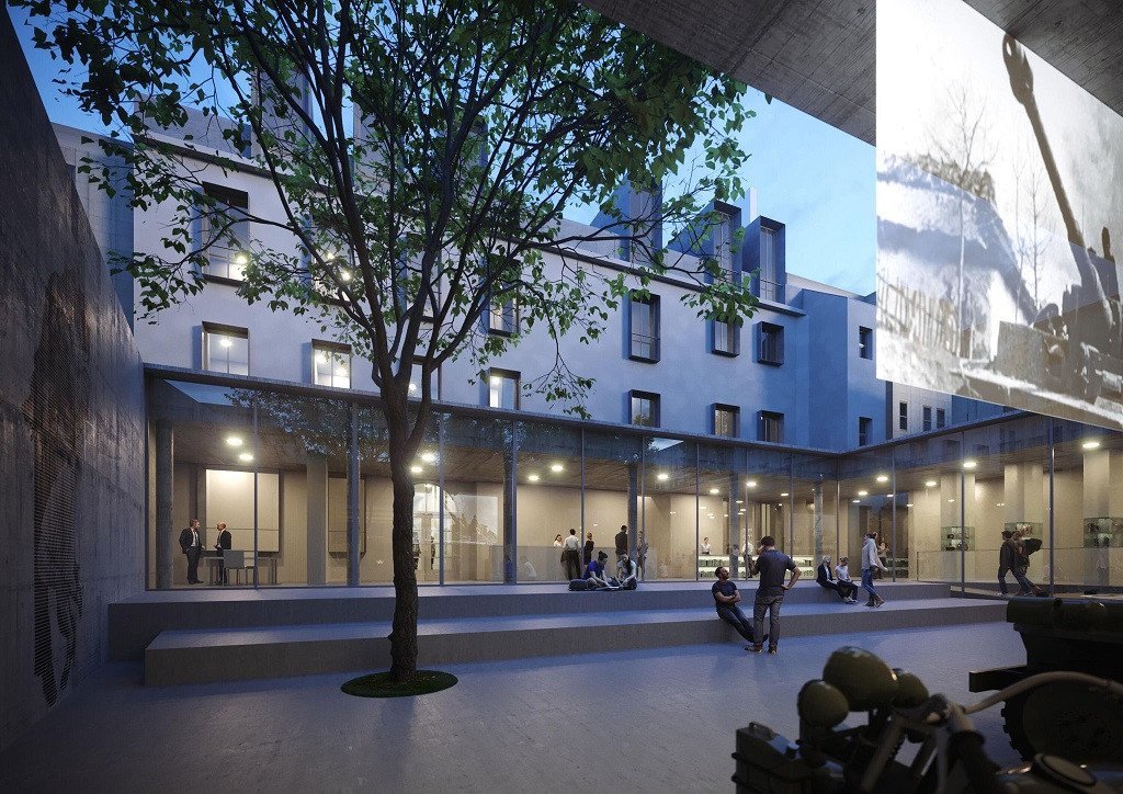 Vizualizace rekonstrukce projektu Klatovská 19. Autorem přestavby a návrhu expozic je architekt Ludvík Grym. Vznikne zde také muzeum Patton Memorial Pilsen.