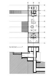Půdorys a řez (Vila Sidonius ve Středočeském kraji, Stempel & Tesar architekti)