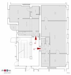 dotegg architekti s. r. o., Půdní byt v Holešovicích, půdorys, původní stav - foto