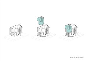 White Concrete Old House, axonometrie, I/O architects