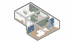 Isometrie (Rekonstrukce bytu v Holešovicích; B² Architecture)