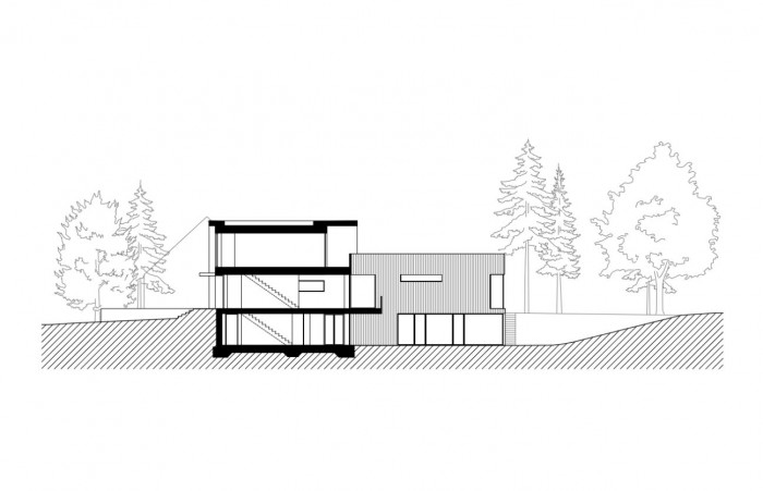 Vila Průhonice, řez, Aulík Fišer architekti