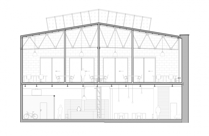 majo architekti, Kanceláře Apiary, řez B-B' – foto