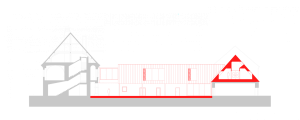 Rekonstrukce a rozšíření Základní školy Vřesovice, Public Atelier, studio FUUZE/ Jiří Markevič, Jaroslav Sedlák, řez