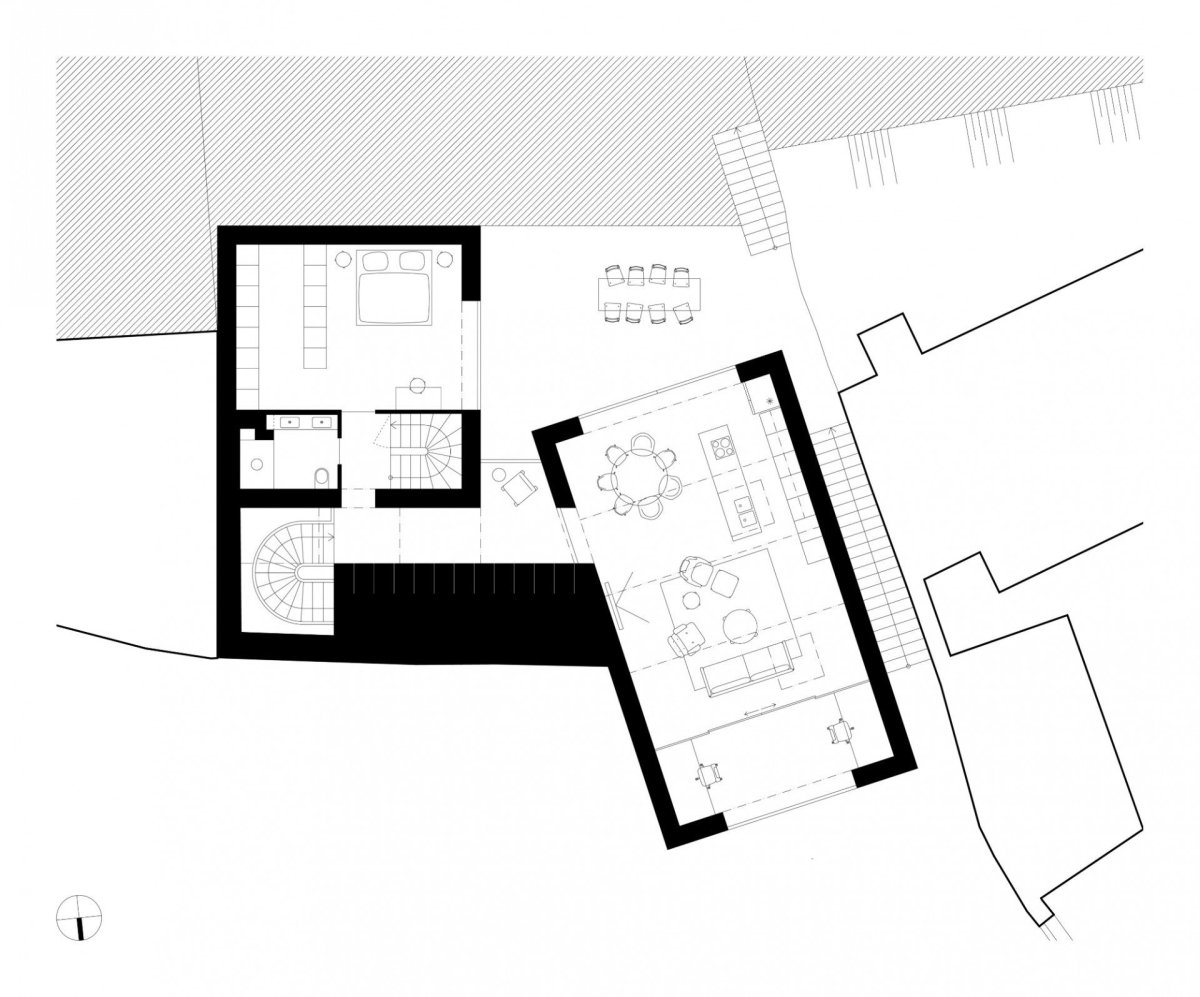 Rodinný dům v Jinonicích, Atelier 111 architekti, půdorys 1NP