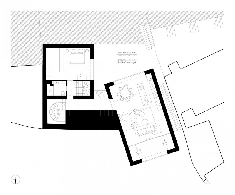 Rodinný dům v Jinonicích, Atelier 111 architekti, půdorys 1NP