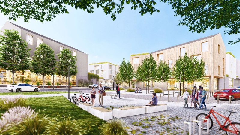 Vítězný návrh v architektonicko-urbanistické soutěži „Potenciál města Žďár nad Sázavou“, vizualizace, MS Plan s.r.o.