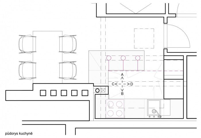 Formafatal, A&G byt Vinohrady, kuchyně, půdorys – foto