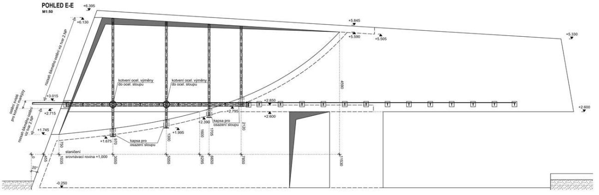 Společenské centrum s modlitebnou v Sedlčanech, statické řešení - pohled