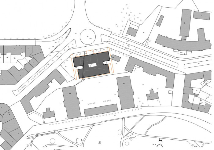 Parkovací dům Jana Gayera, architekti chmelík & partneři, situace.
