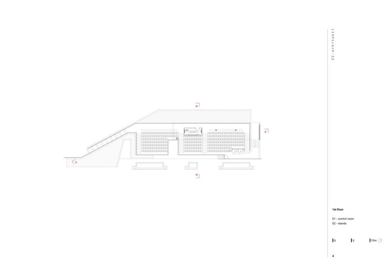 Stadium ‘Luka Šokčević Šaljapin’, půdorys 2NP, GEplus Architects