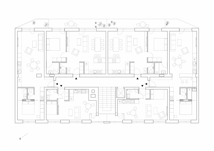 Bytový dům Račianska, GutGut, půdorys 2NP