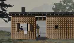 Lazký dům - fasáda je tvořená dřevěnou mřížkou