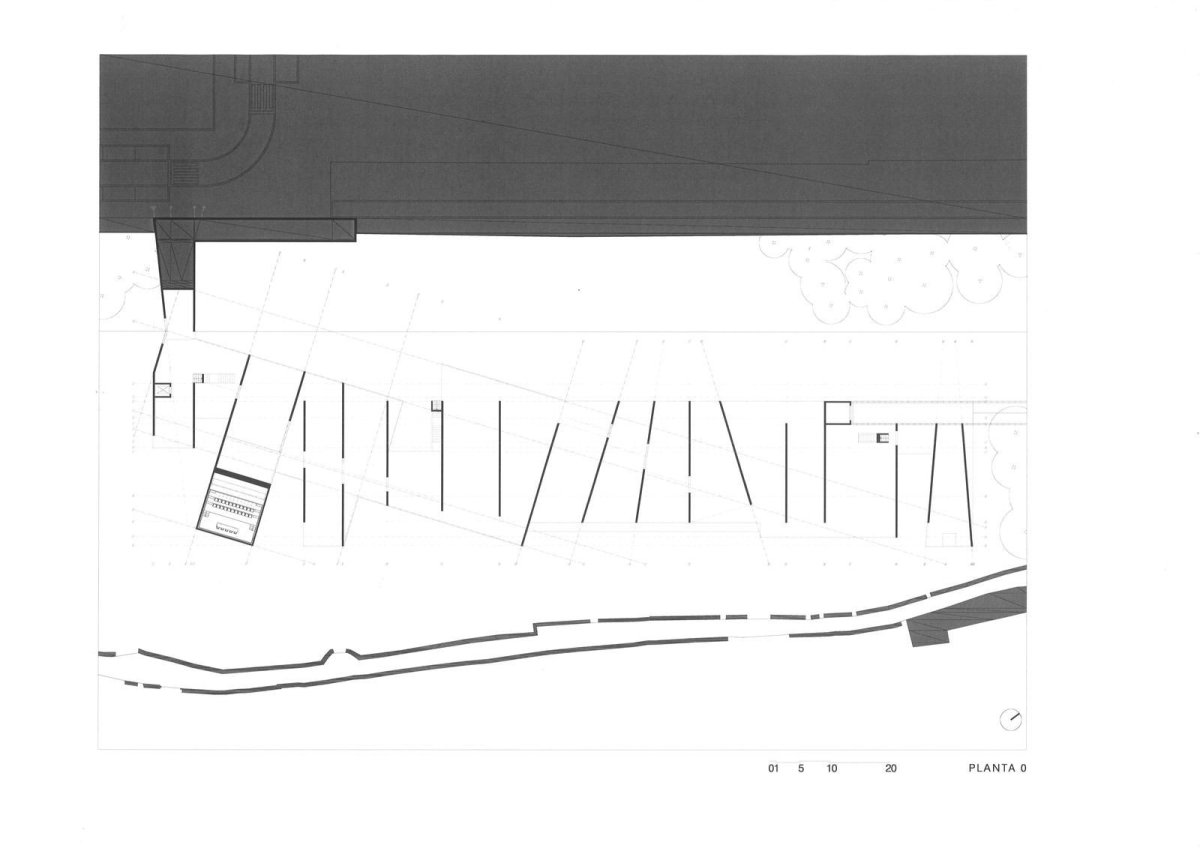 Álvaro Siza 2 - Arquitecto, Muzeum současného umění pro nadaci Nadira Afonsa, 1.NP - povodňové pilíře, výkres