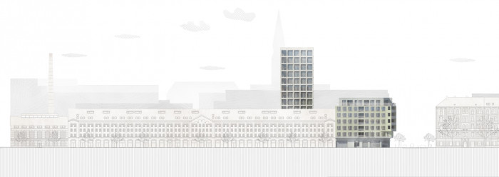 Bytový dům v Karlíně, řezopohled, Barbora Červeňová