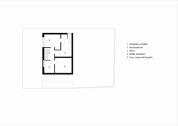 Compass Architekti, Rodinný dom Brusnicová B, půdorys 1. PP – foto