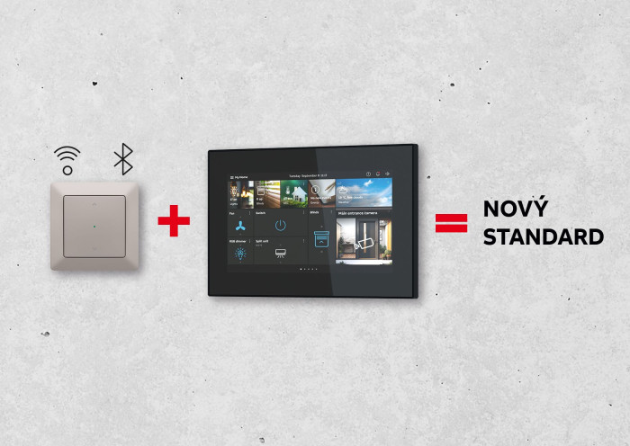Připojením multifunkčního ovládacího dotykového panelu OneTouch® 7" k vypínačům nové generace ABB-free@home® flex s bezdrátovým komunikačním modulem, se domácnost s klasickou elektroinstalací přemění na chytrou domácnost.