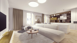 Interiéry bytů v rezidenci U Milosrdných od studia KarlinBlok