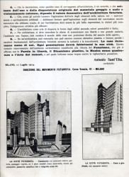 Antonio Sant’Elia: Nové město, 1914 (list z manifestu futurismu)