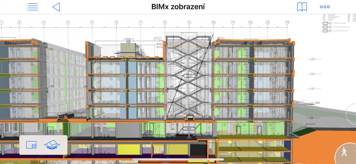 <p>TELEHOUSE, Praha – Dejvice; SCHINDLER SEKO ARCHITEKTI (snímek obrazovky iPad)