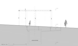 Kašna na Karlově náměstí v Třebíči, řez, H3T Architekti