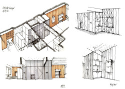 Skica (Rekonstrukce funkcionalistického bytu v Praze, architekt Martin Čeněk)