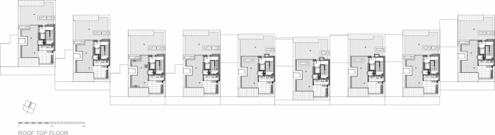 Bytový komplex ROLIČKY, Cakov+partners / Kalin Cakov, Metodiy Monev, Ján Obušek, půdorys střešní patro