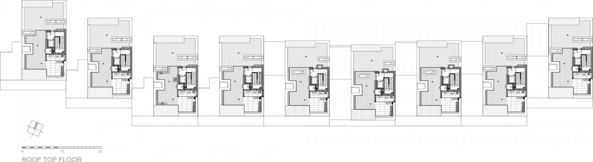 Bytový komplex ROLIČKY, Cakov+partners / Kalin Cakov, Metodiy Monev, Ján Obušek, půdorys střešní patro