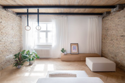 Dostatek denního světla uvnitř dispozice byl klíčový, a právě proto ustoupily klasické příčky těm průsvitným, složitá dispozice té otevřené.