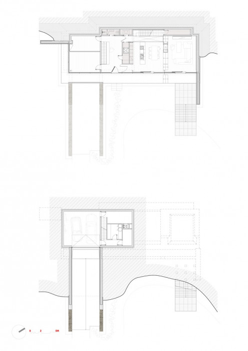 RD Srbín, půdorysy 1PP a 1NP, Martin Čeněk