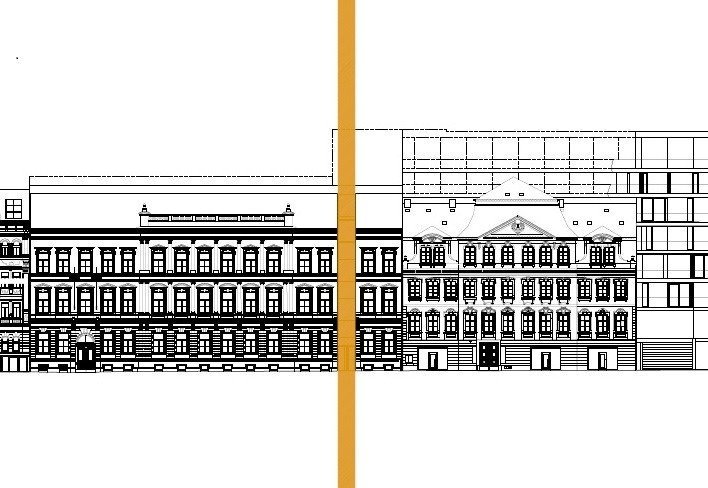 Pohled z Mikulandské k Paláci Národní