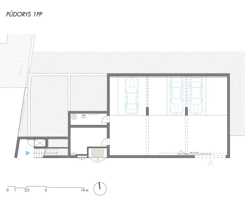 Sociální byty obce Bílovice nad Svitavou, ČTYŘSTĚN architekti / Milan Joja, Karel Kubza, Tomáš Págo, půdorys 1PP