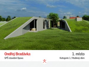 Vítězný projekt kategorie Rodinný dům středoškolské soutěže VELUX King of Daylight 2020