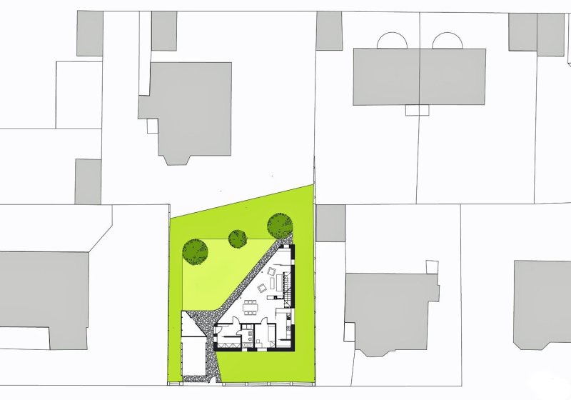 Rodinný dům v Teplicích, situace, 3+1 architekti