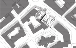 Vítězný návrh bytového domu v Ostravě, situace okolí, Michal Palaščák, dílna.