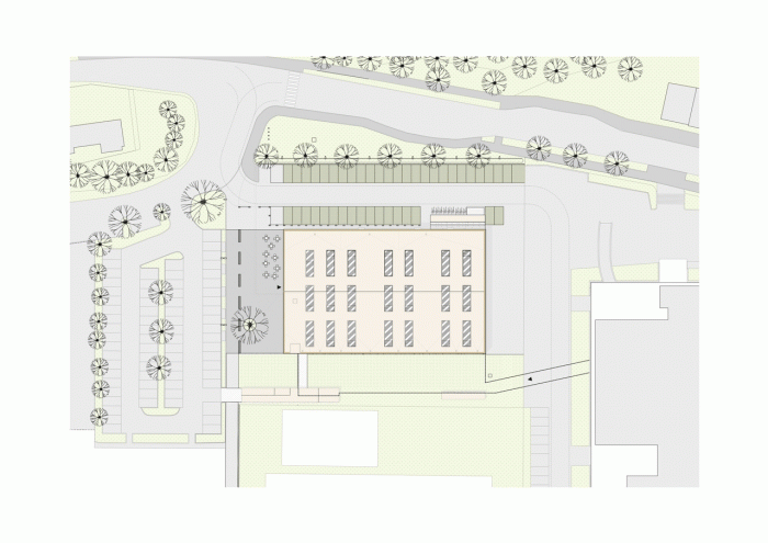 Dietger Wissounig Architekten, Sportovní hala St. Martin, situace - foto