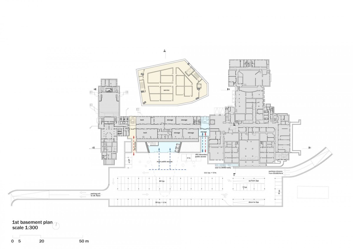 Koncertní síň v Ostravě od studií Steven Holl Architects + Architecture Acts, výkresy.