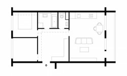 Neuhäusl Hunal, rekonstrukce panelákového bytu v Praze - Krči, půdorys - návrh