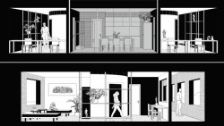 Návrh studentského bydlení v Holešovicích, řez, Richard Múdrý.