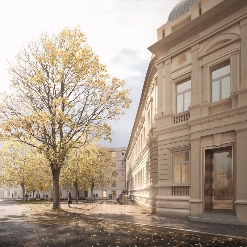 Vítězný návrh na rekonstrukci lázní Grössling v Bratislavě od italského studia OPPS Architettura, plavecký bazén. Vizualizace: luce.atelier