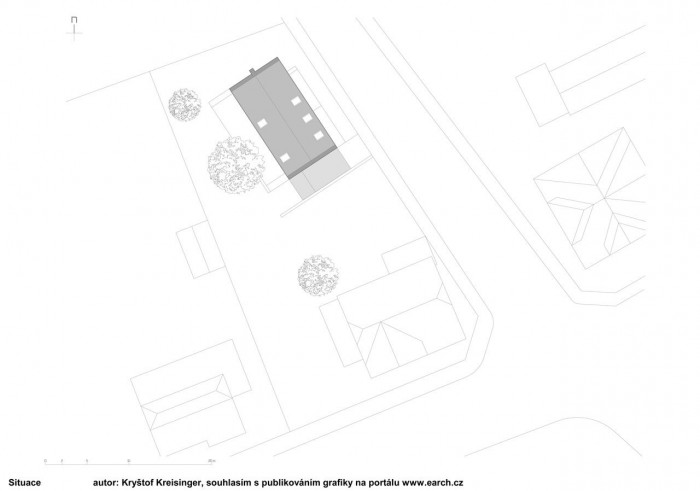 Kryštof Kreisinger, rodinný dům v ulici Nad Školou, Hořovice - situace