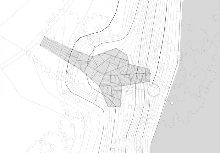 Obnova nábřeží řeky Loučné v Litomyšli, půdorys vyhlídky, Rusina Frei