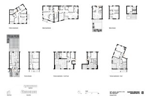 Alison Brooks Architects, obytný soubor Ely Court, rozvrh interiérů