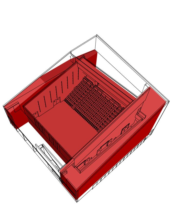 DOX+, schéma sálu, Petr Hájek ARCHITEKTI