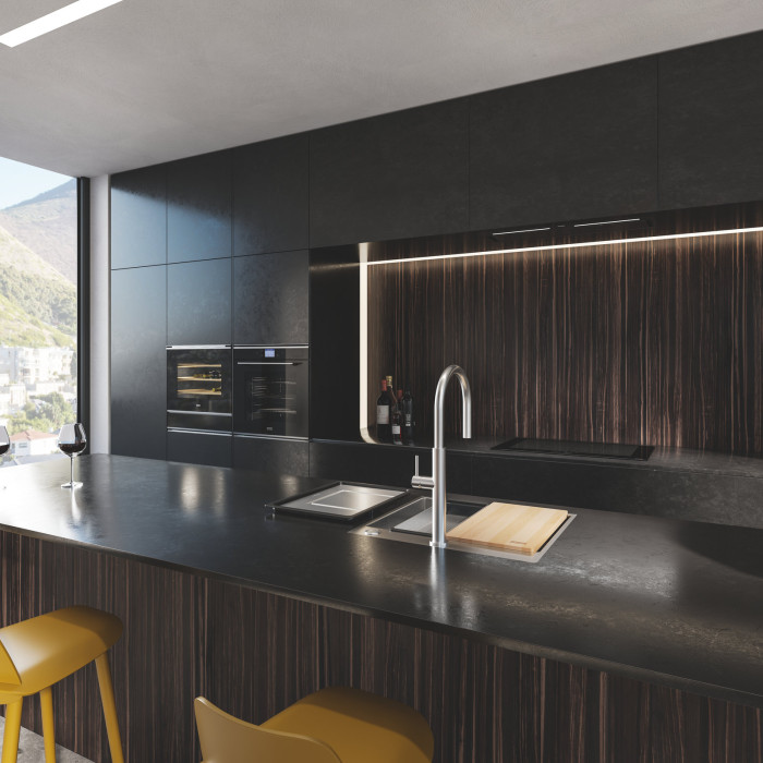 Nerezový dřez Box Pro v interiéru kuchyně