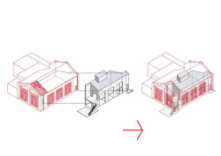 studio NEW WORK, Vestavba bytu do historické průmyslové haly, schéma – foto