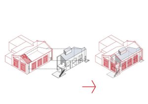 studio NEW WORK, Vestavba bytu do historické průmyslové haly, schéma – foto