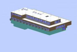 Pavilon rehabilitace Nemocnice Rudolfa a Stefanie Benešov, TECHNICO Opava s.r.o. - prostorový model celé budovy