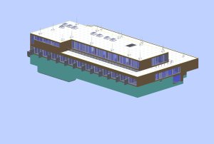 Pavilon rehabilitace Nemocnice Rudolfa a Stefanie Benešov, TECHNICO Opava s.r.o. - prostorový model celé budovy