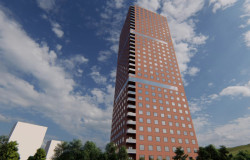 Návrh studentského bydlení v Holešovicích, vizualizace, Darina Kogut.